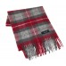 100% Cashmere Scarf - Grey and Burgundy Check -  Made in Scotland